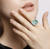 Vama | Avril Ring | Metal-Sterling Silver | Stone-Turquoise | Finish-Shiny