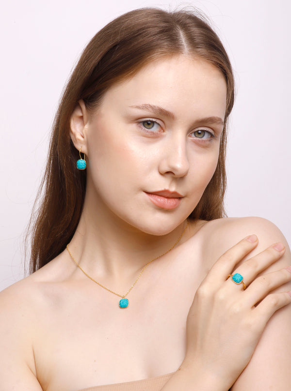 Vama | Calista Earrings | Metal-Sterling Silver | Stone-Turquoise | Finish-Shiny