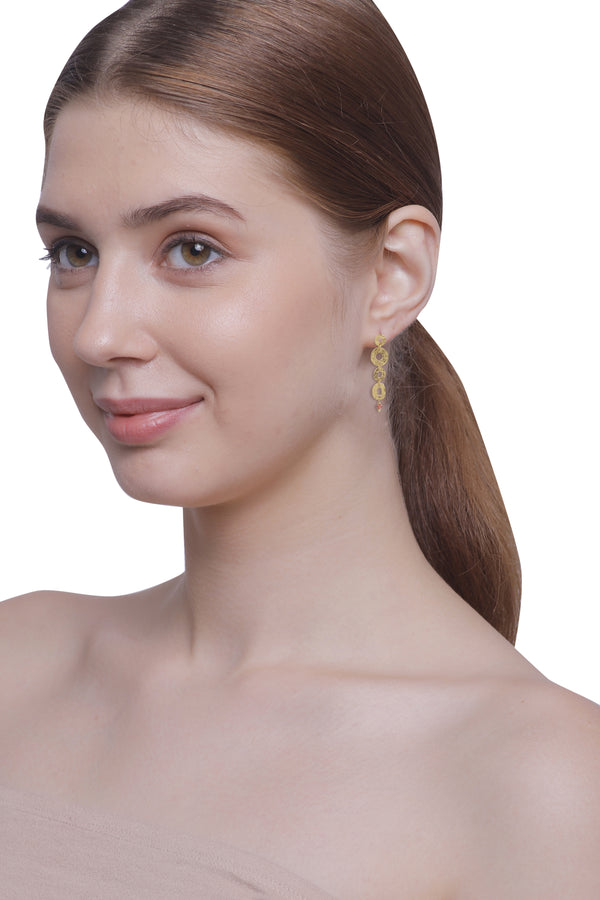 Vama | Athena Earrings | Metal-Sterling Silver | Stone-Rose Quartz | Finish-Shiny