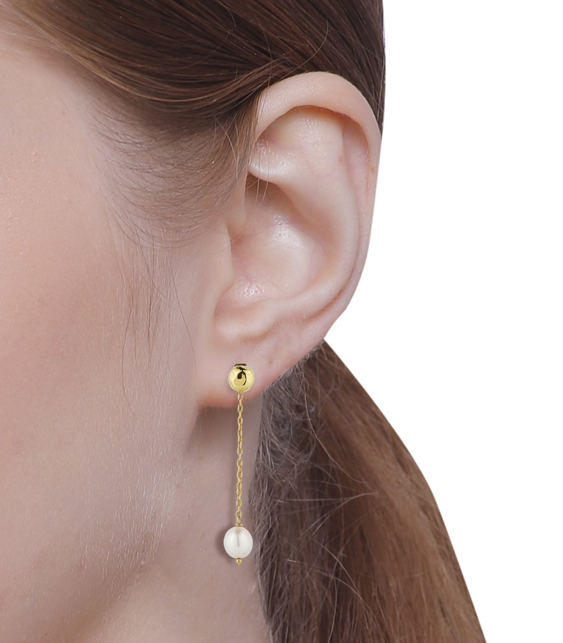 Vama | Rhea Earrings | Metal-Sterling Silver | Stone-White Pearl | Finish-Shiny