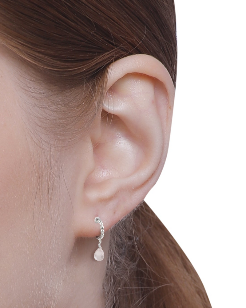 Vama | Gloria earrings | Metal-Sterling Silver | Stone-Rose Quartz | Finish-Shiny