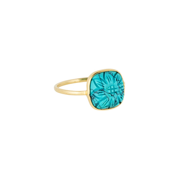 Vama | Calista Ring | Metal-Sterling Silver | Stone-Turquoise | Finish-Shiny