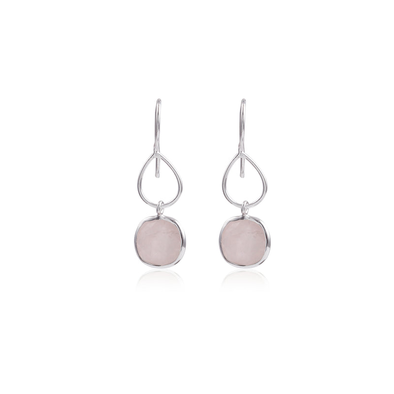 Vama Couture Silvetto earrings | Metal-Silver | Stone-Rose Quartz | Finish-Shiny