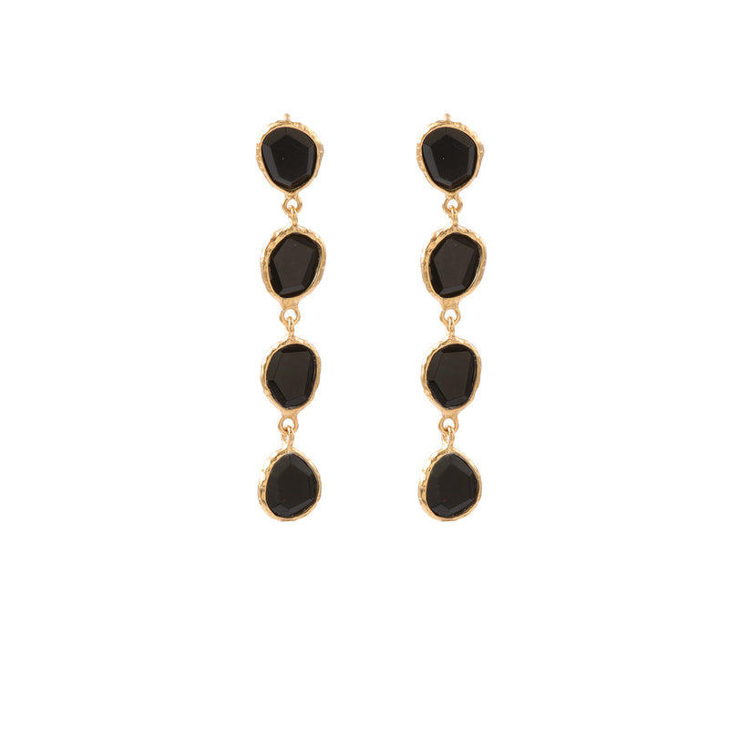 Vama Couture Kaia Earrings | Metal-Gold | Stone-Black Onyx | Finish-Shiny