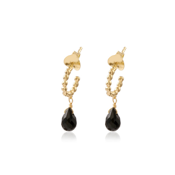 Vama Couture Gloria Earrings | Metal-Gold | Stone-Black Onyx | Finish-Shiny
