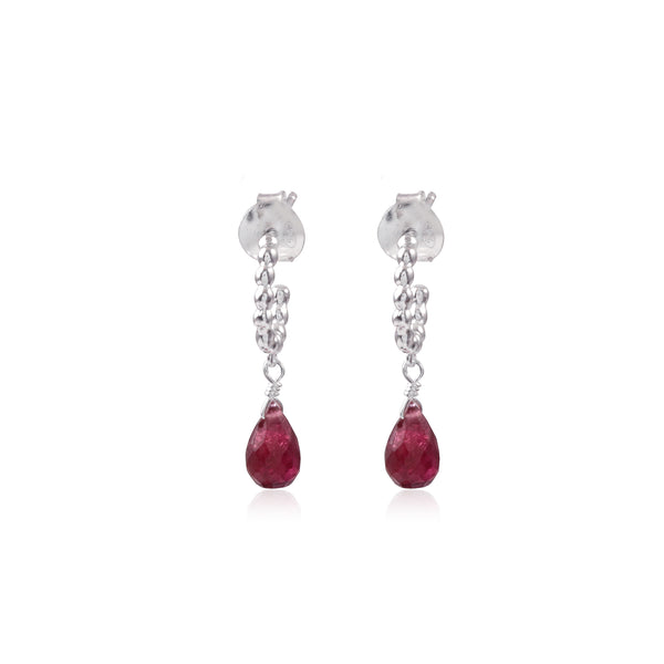 Vama Couture Gloria Earrings | Metal-Silver | Stone-Red Ruby | Finish-Shiny