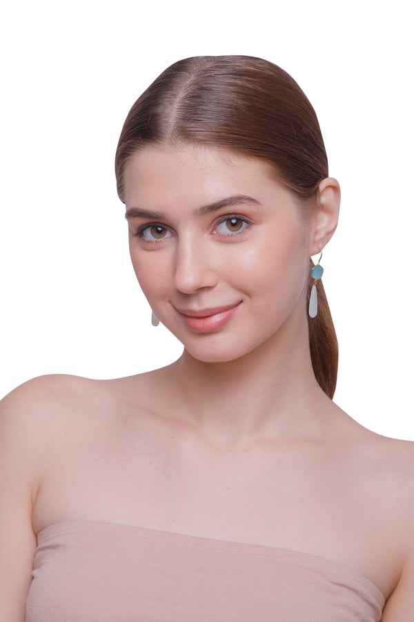 Vama |  Solana earrings | Metal-Sterling Silver | Stone-Aqua Chalcedony | Finish-Shiny