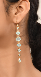 Vama | Lyla earrings | Metal-Sterling Silver | Stone-Aqua Chalcedony | Finish-Shiny