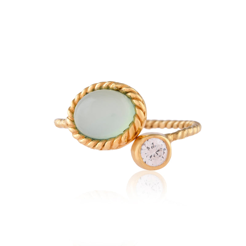 Vama | Stella Ring | Metal-Sterling Silver | Stone-Aqua Chalcedony | Finish-Shiny