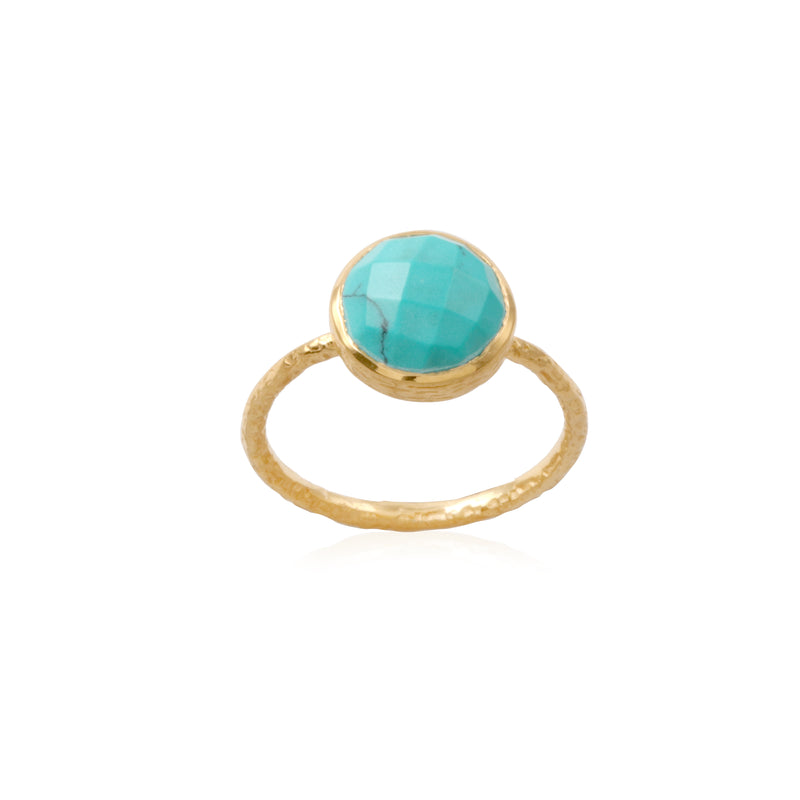 Vama Couture Peoria Ring | Metal-Gold | Stone-Blue Herkimer | Finish-Shiny