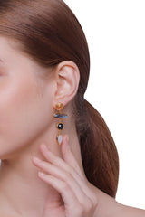 Vama Couture Selene Earring | Metal-Gold | Stone-Smokey Quartz | Finish-Shiny