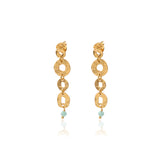 Vama Couture Athena Earrings | Metal-Gold | Stone-Aqua Chalcedony | Finish-Shiny