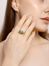 Vama Couture Verona Ring | Metal-Gold | Stone-Green Onyx | Finish-Matt