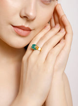 Vama Couture Verona Ring | Metal-Gold | Stone-Green Onyx | Finish-Matt
