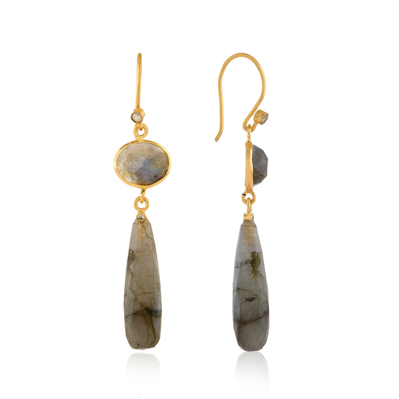 Vama | Allara Earring | Metal-Sterling Silver | Stone-Labradorite | Finish-Shiny