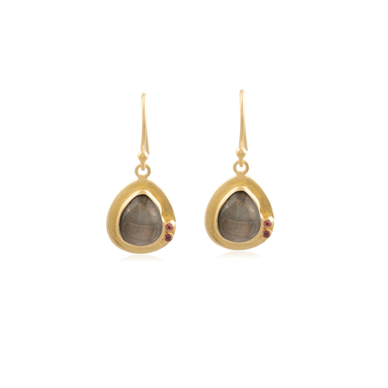 Vama Couture Cecelia Earrings | Metal-Gold | Stone-Smokey Quartz | Finish-Matt