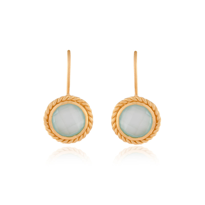 Vama | Fern Earrings | Metal-Sterling Silver | Stone-Aqua Chalcedony | Finish-Matt