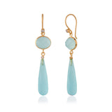 Vama Couture | Allara Earrings in Sterling Silver with Aqua Chalcedony | Shiny Finish | Elegant Jewelry in Australia