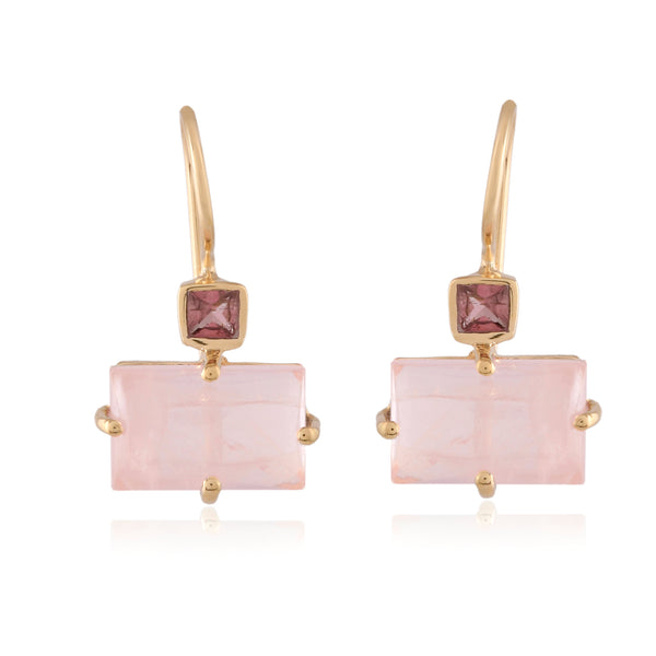 Vama Couture | Amara Sterling Silver Earrings with Rose Quartz | Shiny Finish Jewellery | Stylish Accessories in Australia