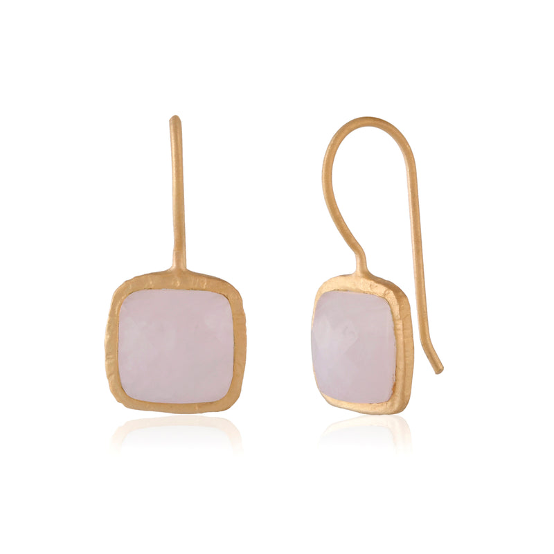 Vama Couture | Inaya Earrings in Sterling Silver with Rose Quartz Stone | Shiny Finish Jewelry in Australia