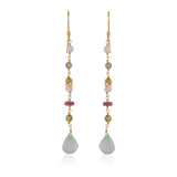 Vama Couture | Edena Sterling Silver Earrings with Aqua Chalcedony & Tourmaline | Shiny Finish | Australian Handmade Jewelry