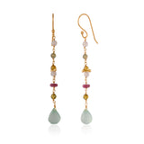 Vama Couture | Edena Sterling Silver Earrings with Aqua Chalcedony & Tourmaline | Shiny Finish | Australian Handmade Jewelry