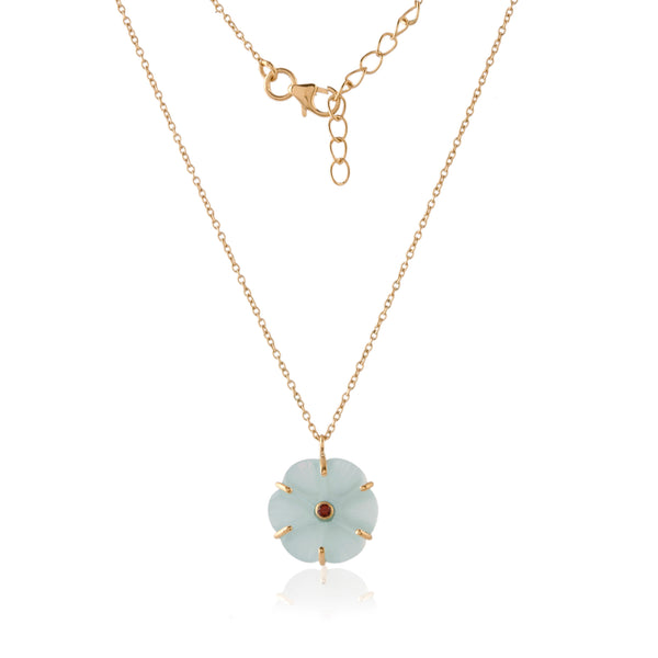 Vama Couture | Asteria Necklace in Sterling Silver with Aqua Chalcedony | Shiny Finish Jewellery | Premium Australian Craftsmanship