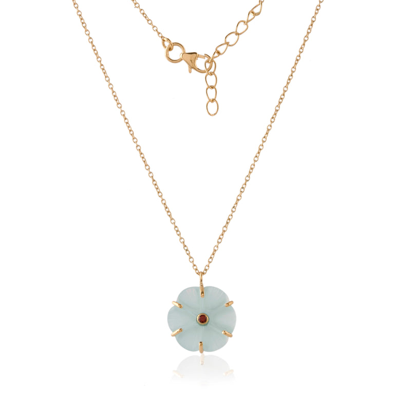 Vama Couture | Asteria Necklace in Sterling Silver with Aqua Chalcedony | Shiny Finish Jewellery | Premium Australian Craftsmanship