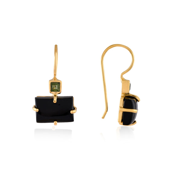 Vama Couture | Amara Earrings in Sterling Silver with Black Onyx Stone | Shiny Finish Jewellery in Australia