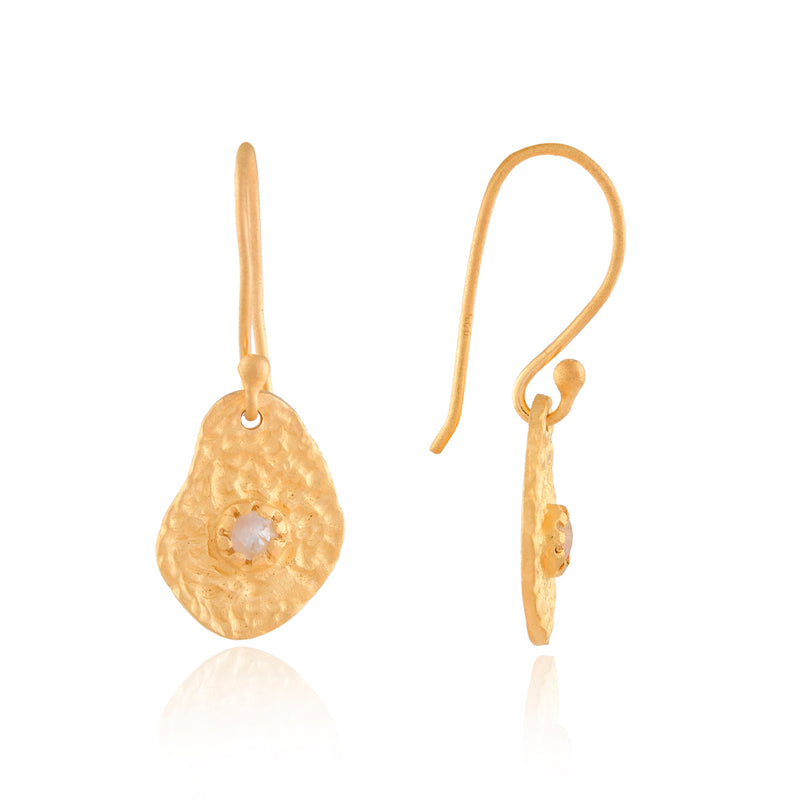 Vama | Zohra Earrings | Metal-Sterling Silver | Stone-Aqua Chalcedony | Finish-Matt