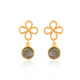 Vama | Mytros earrings | Metal-Sterling Silver | Stone-Labradorite | Finish-Brushed