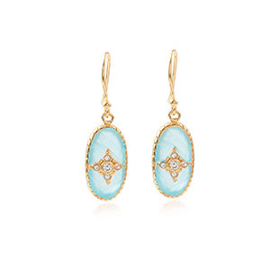 Vama Couture | Maira Earrings in Sterling Silver with Aqua Chalcedony | Matt Finish Jewellery in Australia