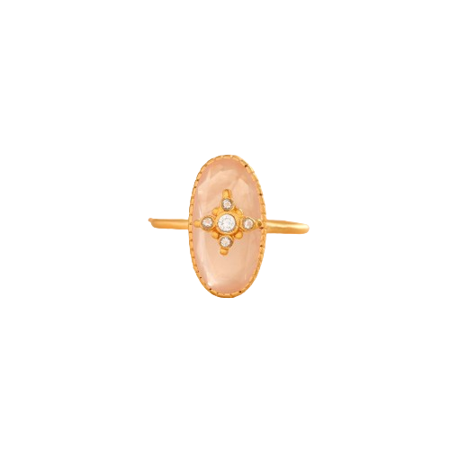 Vama | Rida Ring | Metal-Sterling Silver | Stone-Rose Quartz | Finish-Shiny