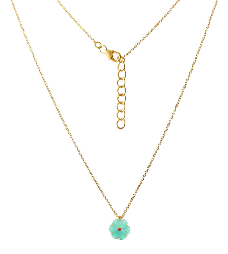 Vama Couture Asteria Necklace | Metal-Gold | Stone-Aqua Chalcedony | Finish-Shiny