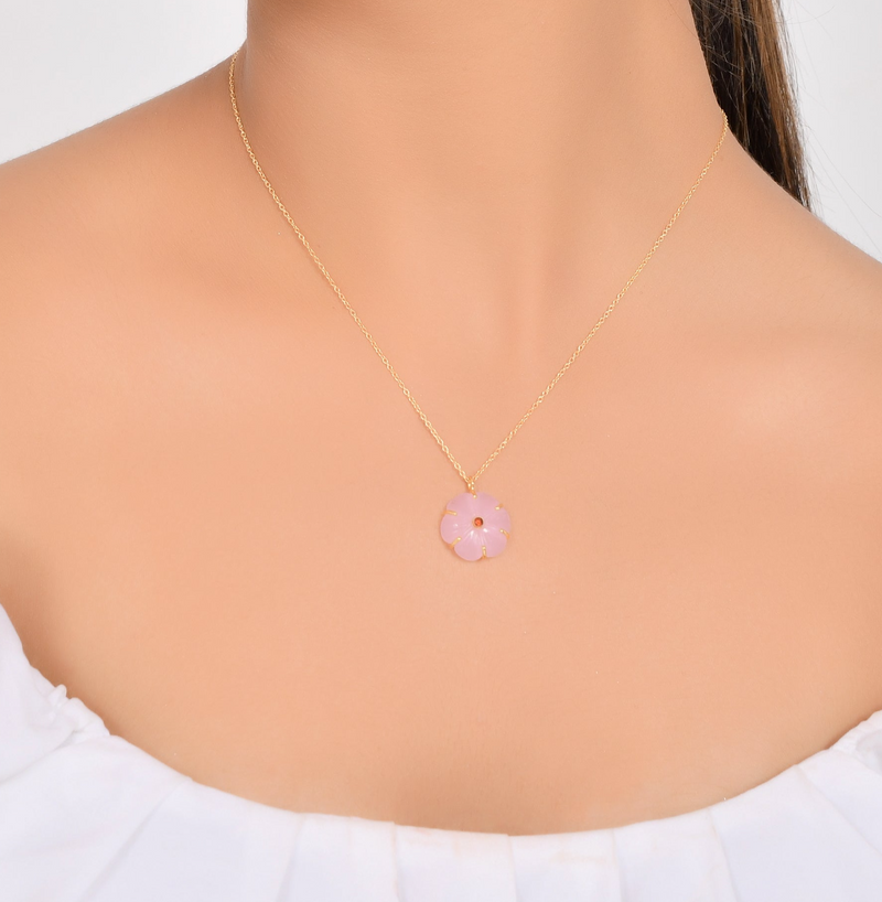 Vama | Asteria Necklace | Metal-Sterling Silver | Stone-Rose Quartz | Finish-Shiny