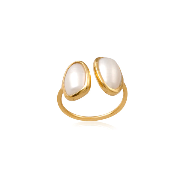 Vama Couture Doris Ring | Metal-Gold | Stone-Freshwater Pearl | Finish-Shiny