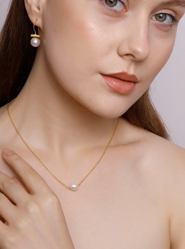 Vama Couture Bertie Earrings | Metal-Gold | Stone-White Pearl | Finish-Shiny