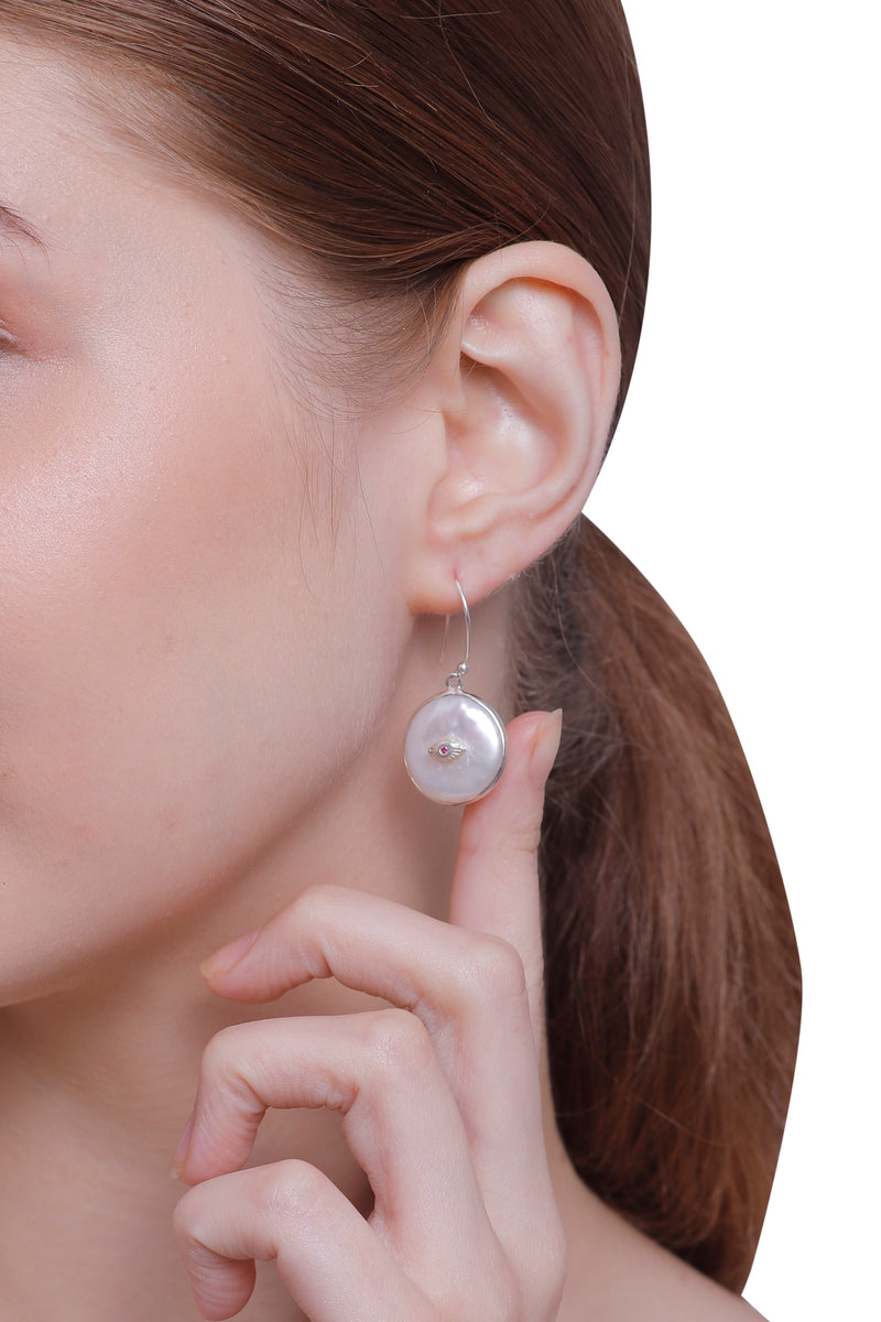Vama | Blanca earrings | Metal-Sterling Silver | Stone-Red Zircon | Finish-Shiny