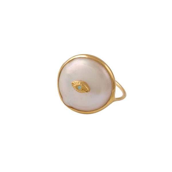 Vama Couture Genoa Ring | Metal-Gold | Stone-Pearl | Finish-Shiny