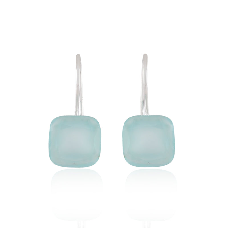 Vama | Aspen Earrings | Metal-Sterling Silver | Stone-Aqua Chalcedony | Finish-Matt