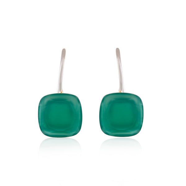 Vama | Aspen Earrings | Metal-Sterling Silver | Stone-Green Onyx | Finish-Matt