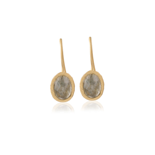 Vama Couture Zola Earrings | Metal-Gold | Stone-Labradorite | Finish-Matt
