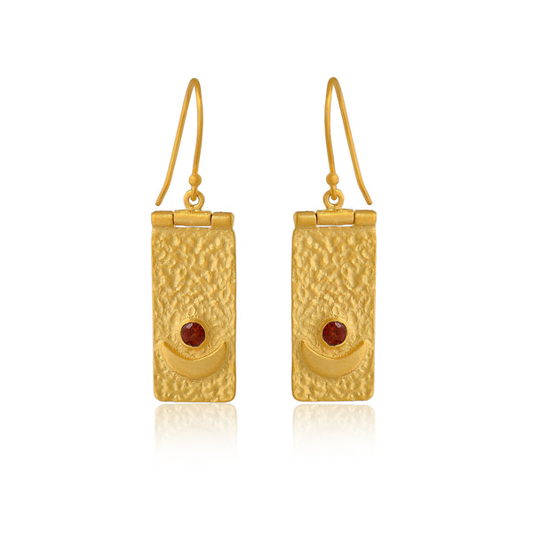 Vama Couture Meryem Earrings | Metal-Gold | Stone-Garnet  | Finish-Shiny