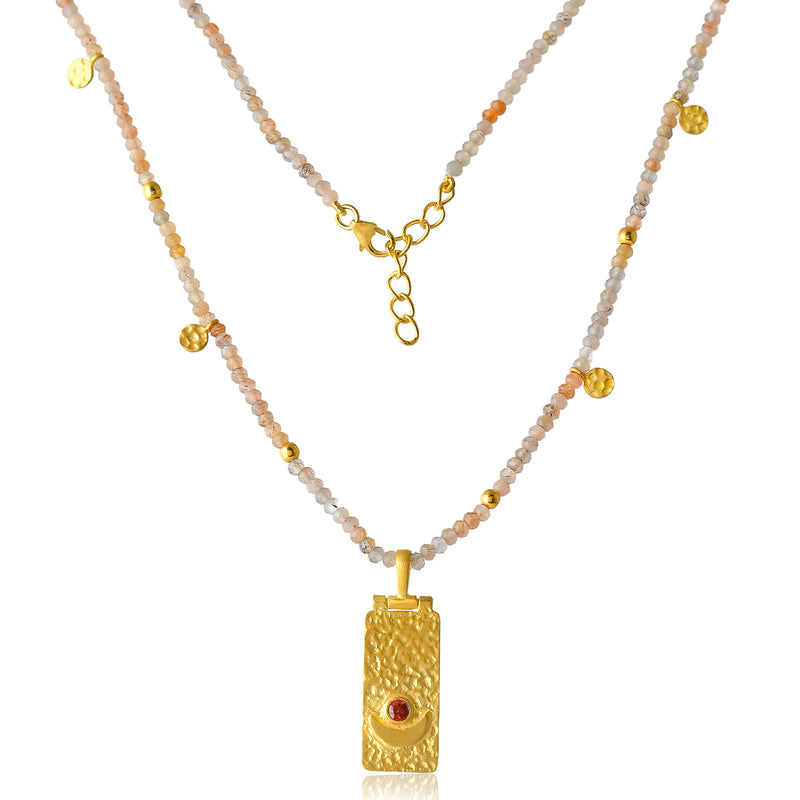 Vama Couture Meryem Necklace | Metal-Gold | Stone-Multi Moonstone | Finish-Shiny
