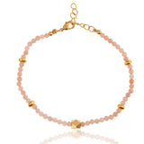 Vama Couture Twisha Bracelet | Metal-Gold | Stone-Peach Strawberry Quartz | Finish-Shiny