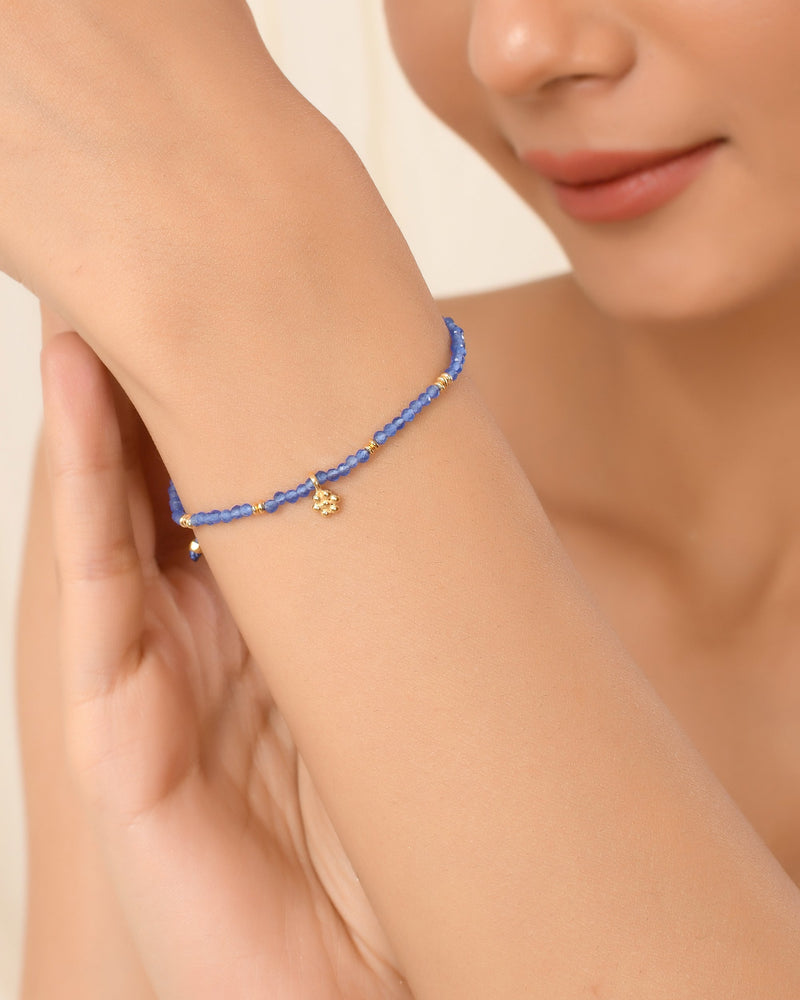 Vama Couture | Neel Bracelet in Sterling Silver with Blue Pearl & Shiny Finish | Elegant Jewellery in Australia