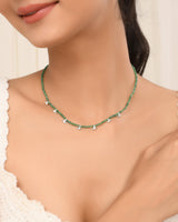 Vama | Motiya Necklace | Metal-Sterling Silver | Stone: Green Pearl | Finish-Shiny