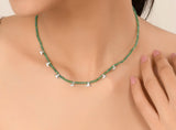 Vama | Motiya Necklace | Metal-Sterling Silver | Stone: Green Pearl | Finish-Shiny