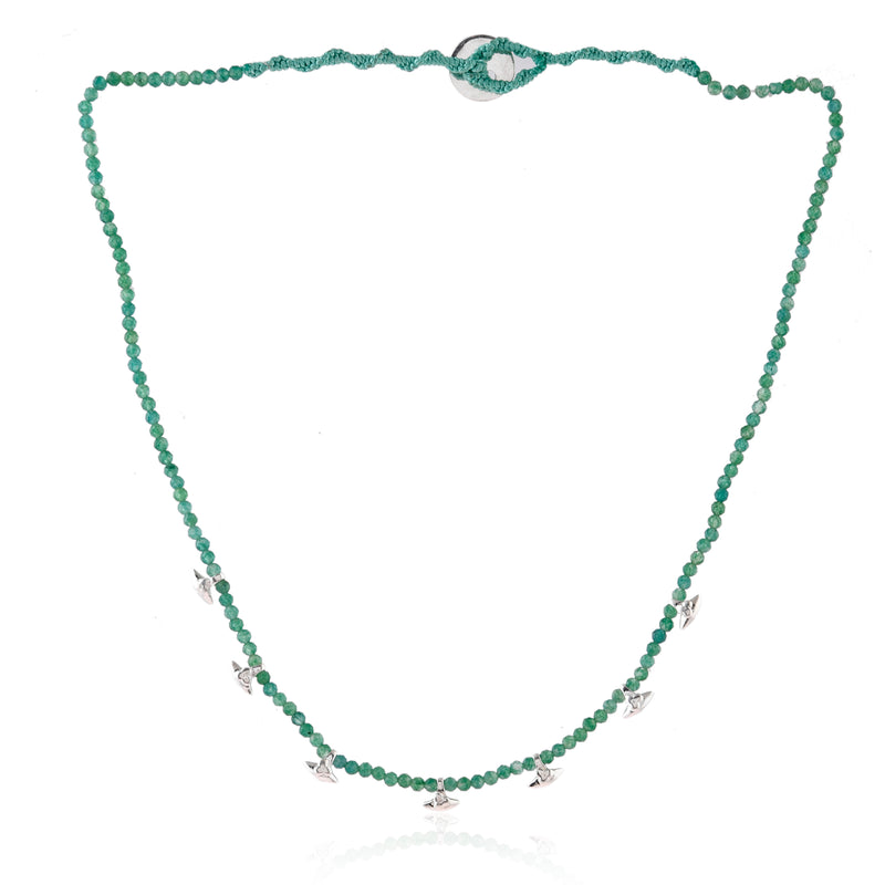 Vama | Motiya Necklace | Metal-Sterling Silver | Stone: Green Pearl | Finish-Shiny