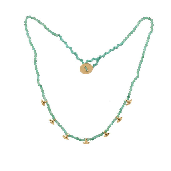 Vama Couture Motiya Necklace | Metal-Gold | Stone: Green Pearl | Finish-Shiny